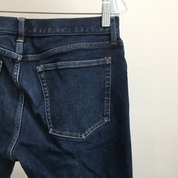 EVERLANE Uniform Athletic Fit Dark Wash Organic Cotton Blend 5 Pocket Jeans - Picture 9 of 9